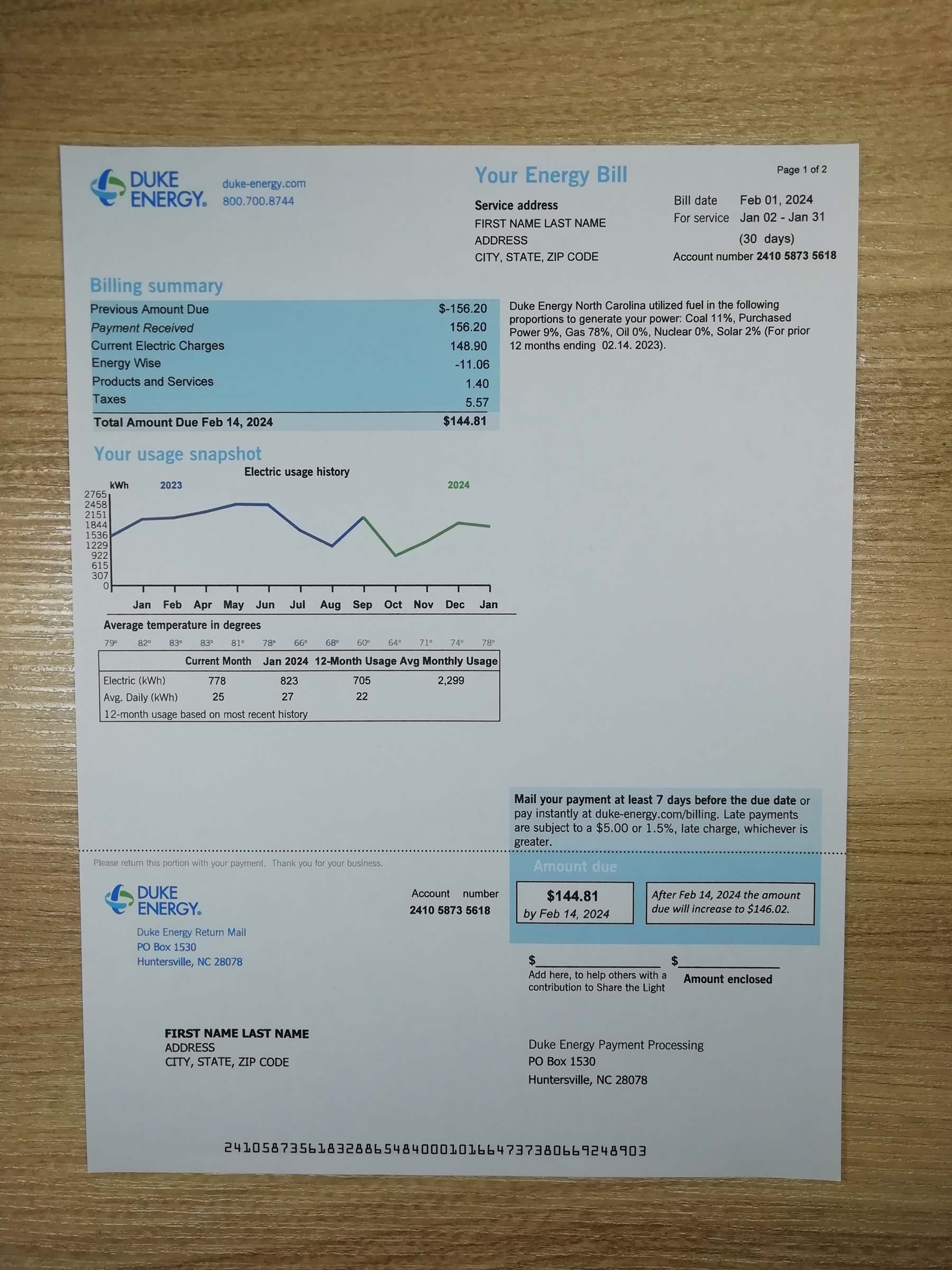 Ohio Fake utility bill template