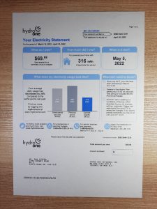 Hydro One canada utility bill generator