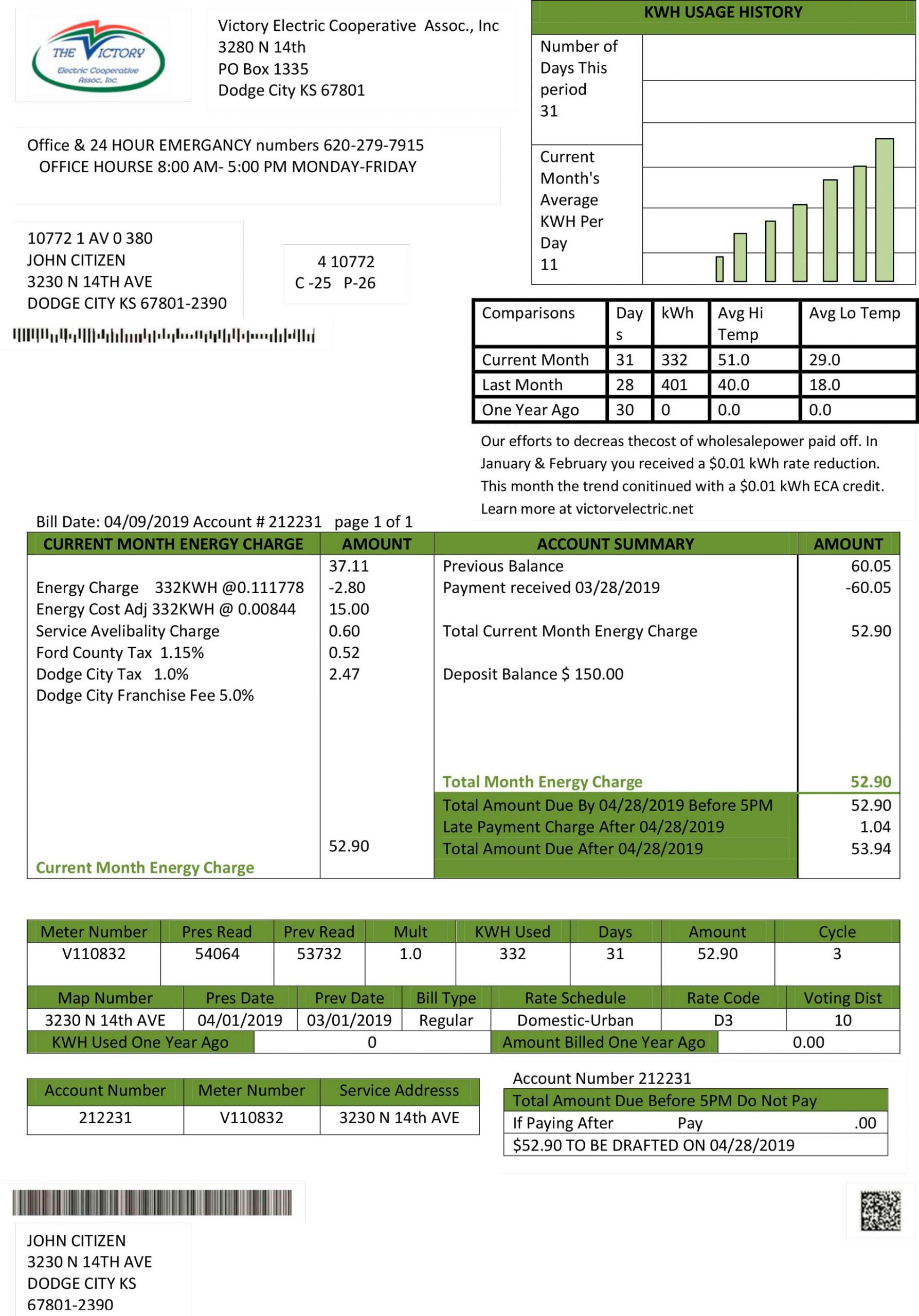 Kansas Fake utility bill template