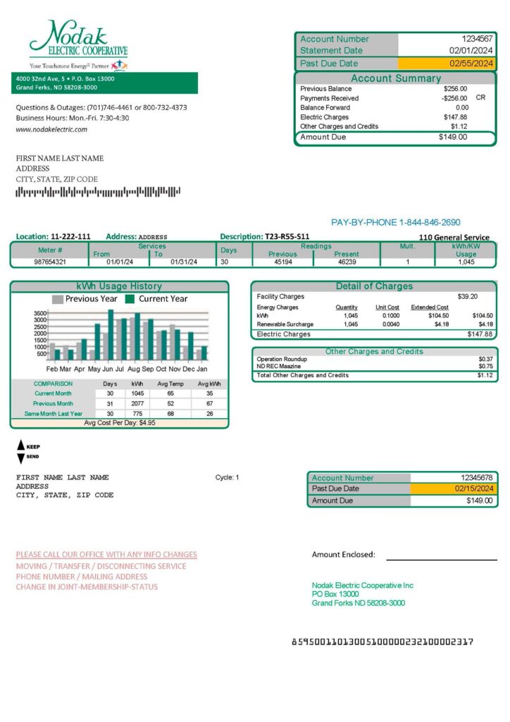 Nodak Fake utility bill