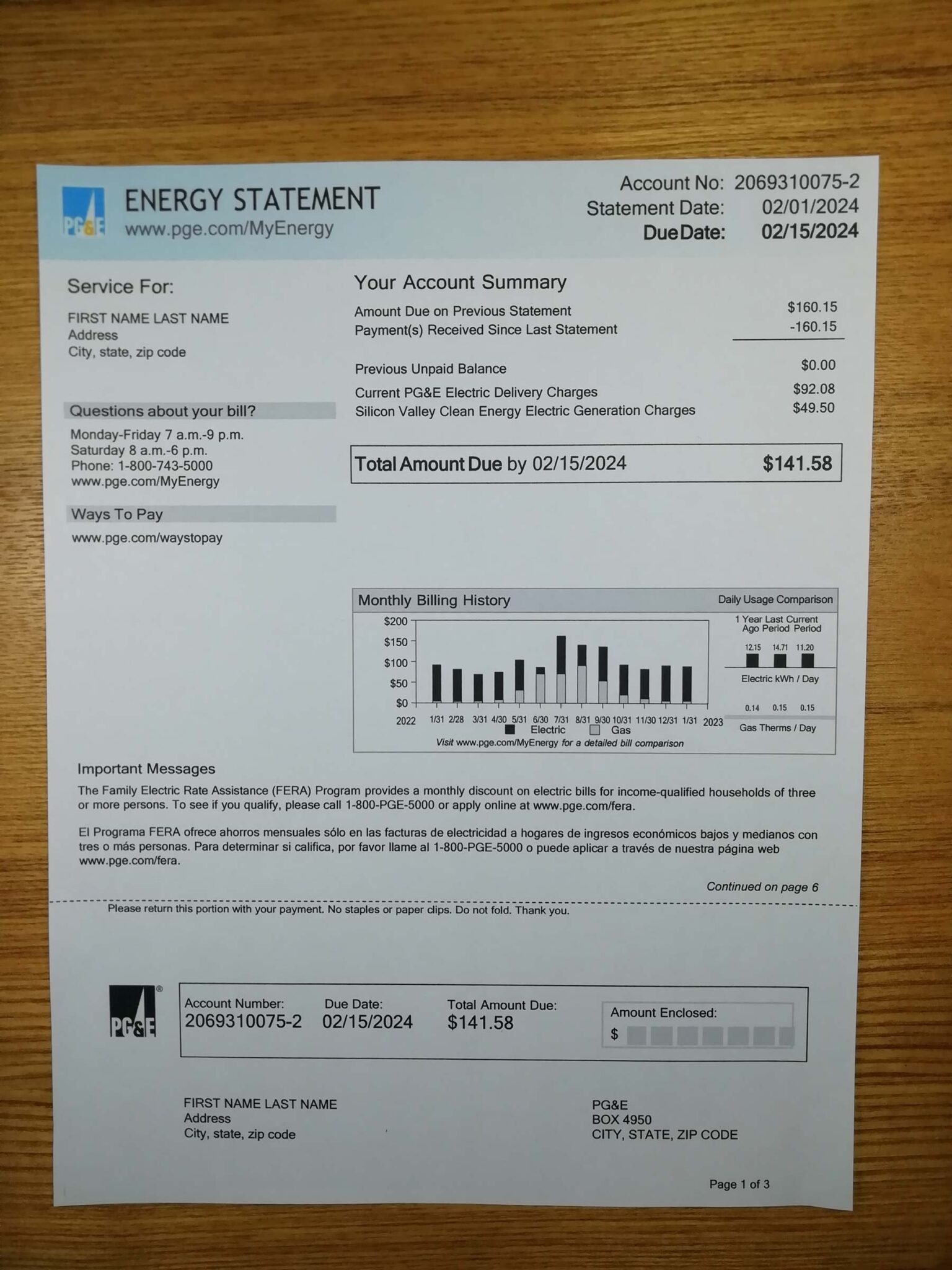 Oregon Fake utility bill template