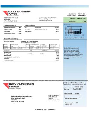 Utah fake utility bill template
