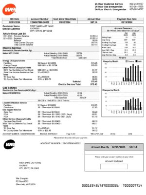 Wisconsin utility bill template