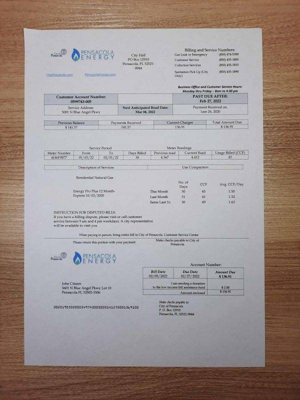 florida utility bill pdf