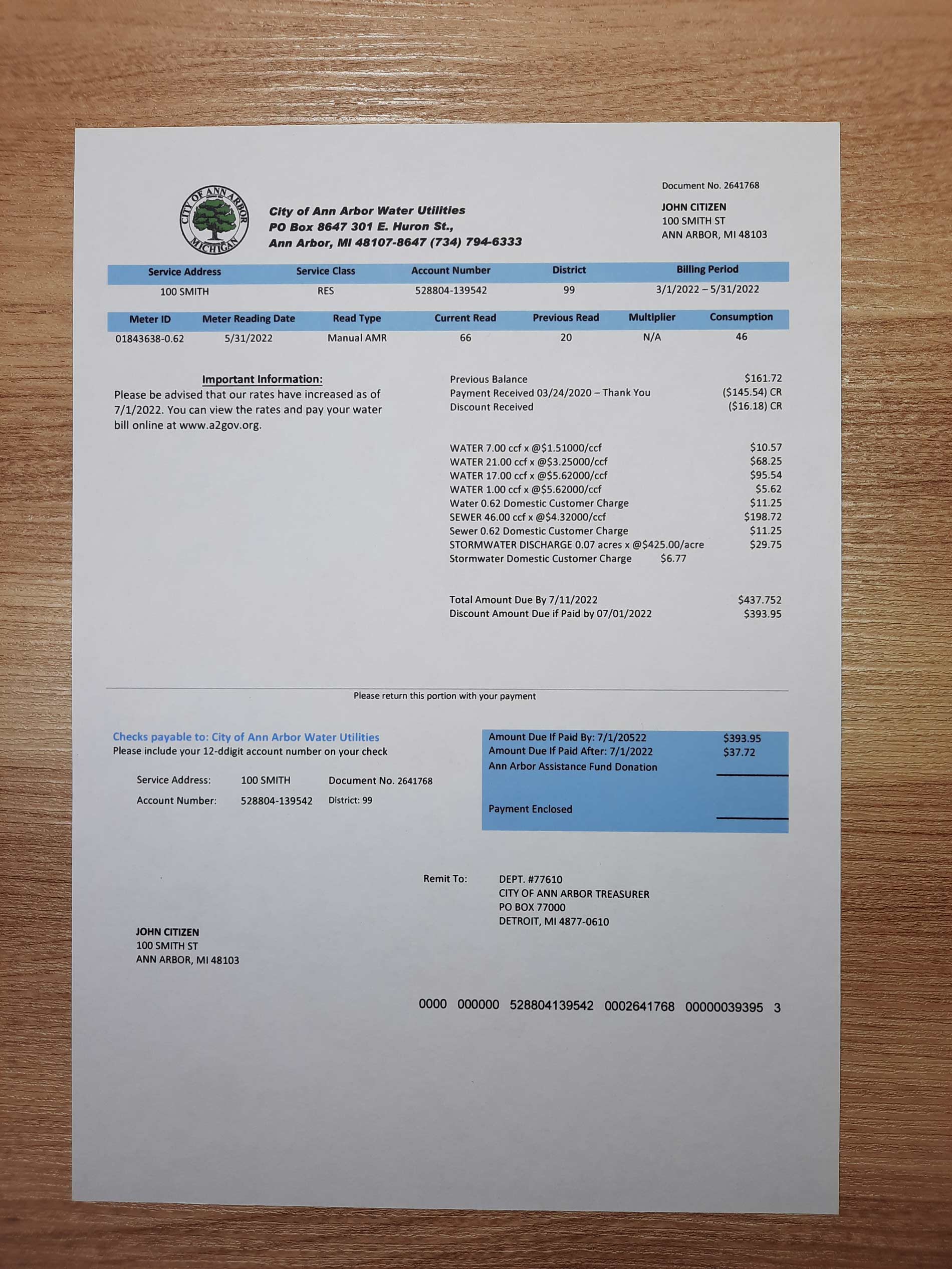 Michigan Fake utility bill template