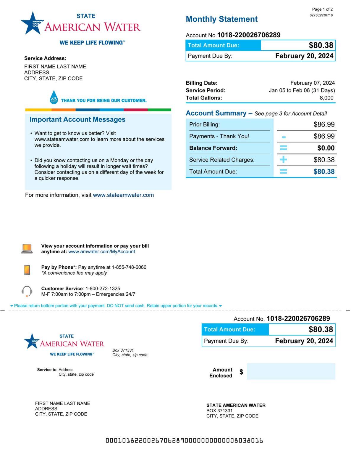 New Jersey Fake utility bill template