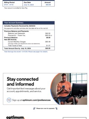 Editable {utility type} bill template – {State} Optimum sample in PDF