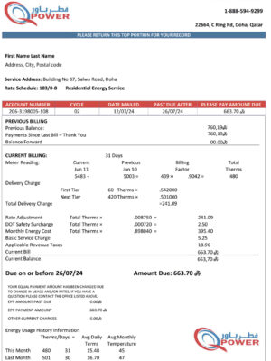 Qatar Power A4 utility template – download and edit easily