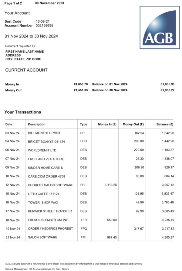 Algeria AGB A4 utility template – download and edit easily