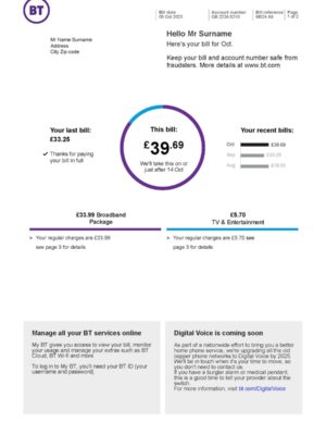 BT TV statement from UK – modifiable PDF template