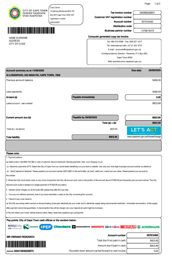 Cape Town energy A4 utility template – download and edit easily