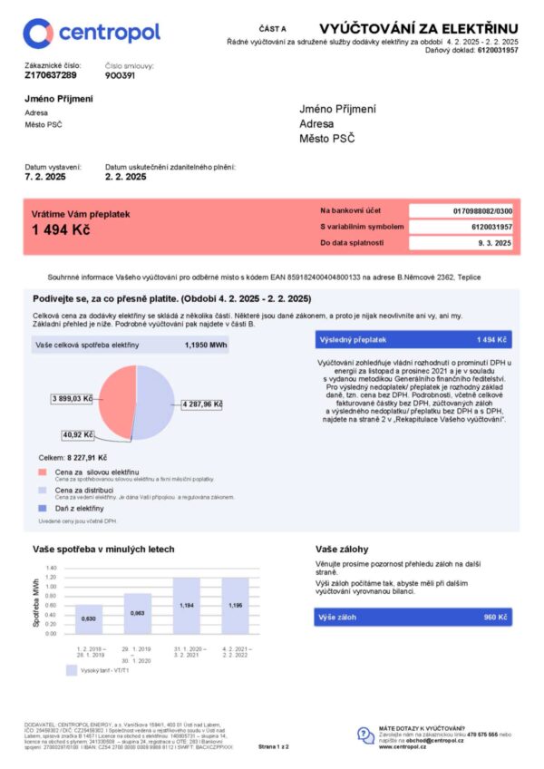 Czech Republic Centropol A4 utility template – download and edit easily