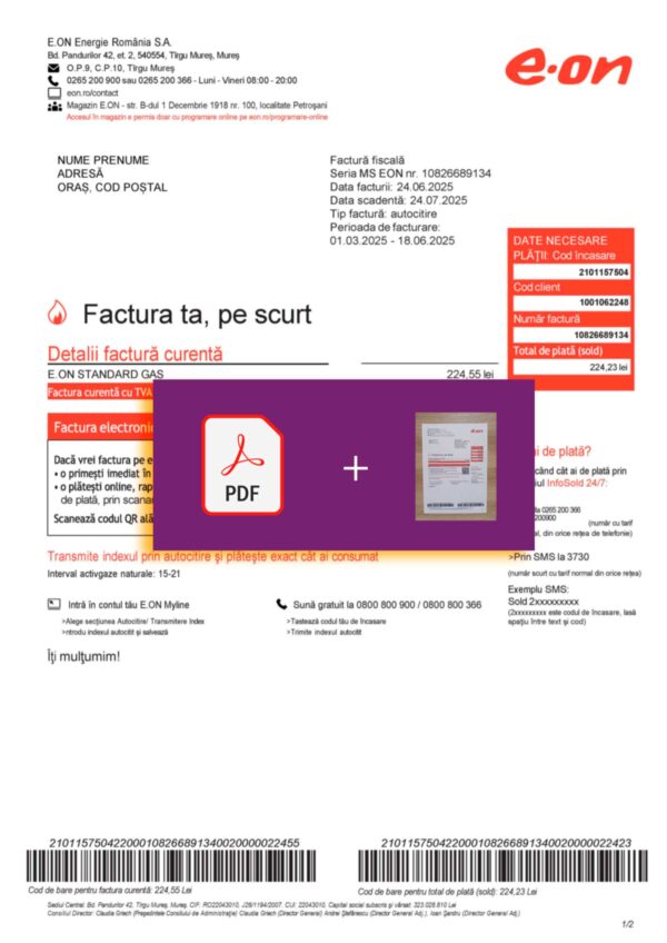 Romania E-ON utility file with verification stamp – ready to use