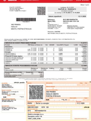 Electro Enerjia statement from Slovenia – modifiable PDF template