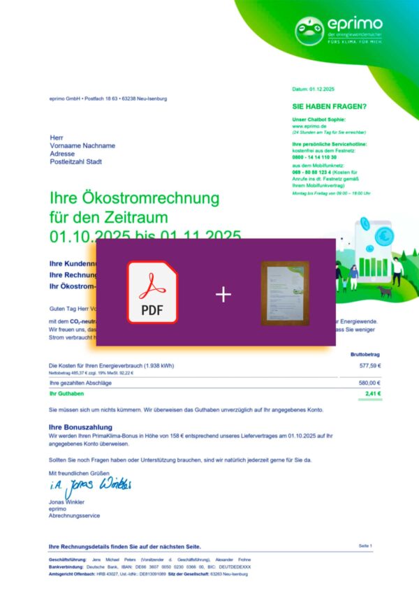 Germany Eprimo utility file with verification stamp – ready to use