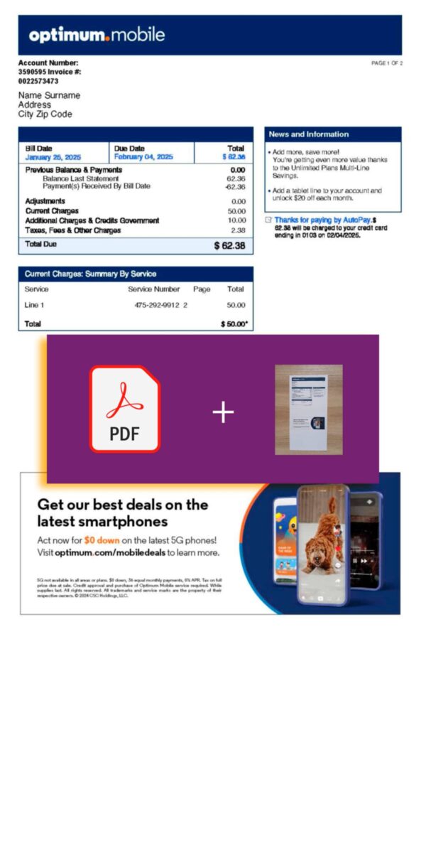 Verified USA Optimum statement – PDF with visual watermark