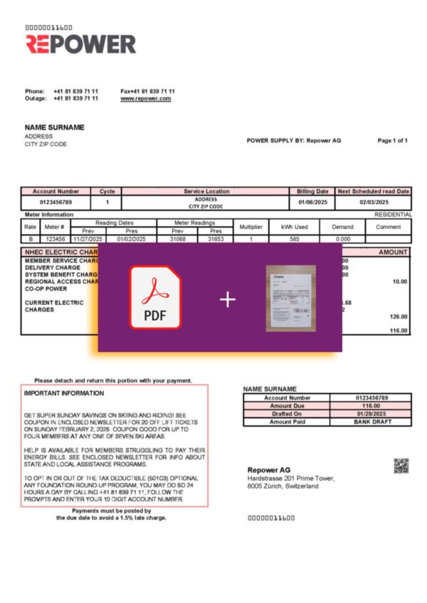 Downloadable energy bill from RePower, Switzerland – banner included