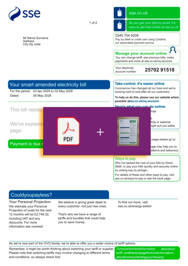 Verified UK SSE Energy statement – PDF with visual watermark