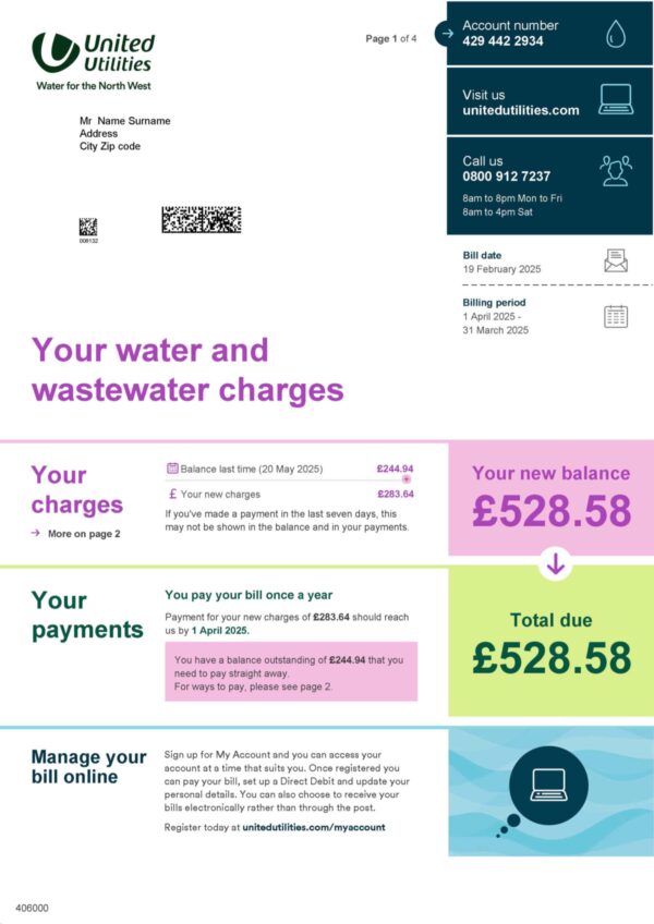 UK United Utilities A4 utility template – download and edit easily